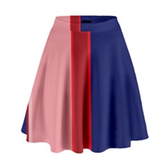 Pink and blue lines High Waist Skirt