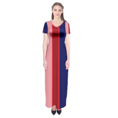 Pink and blue lines Short Sleeve Maxi Dress