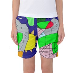 Crazy Abstraction Women s Basketball Shorts by Valentinaart