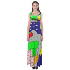 Crazy Abstraction Empire Waist Maxi Dress by Valentinaart