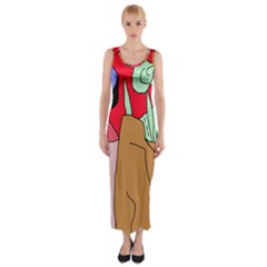 Imaginative Abstraction Fitted Maxi Dress by Valentinaart