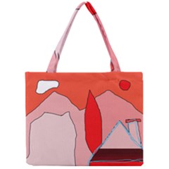 Red Landscape Mini Tote Bag by Valentinaart