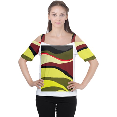 Decorative Abstract Design Women s Cutout Shoulder Tee by Valentinaart