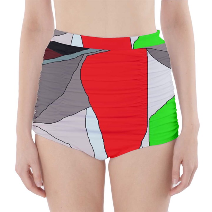 Colorful abstraction High-Waisted Bikini Bottoms