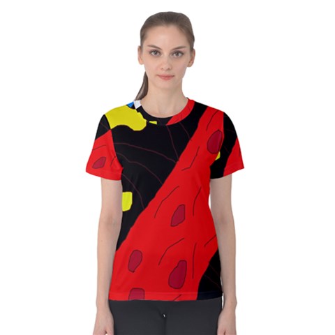 Red Abstraction Women s Cotton Tee by Valentinaart