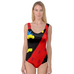 Red Abstraction Princess Tank Leotard  by Valentinaart