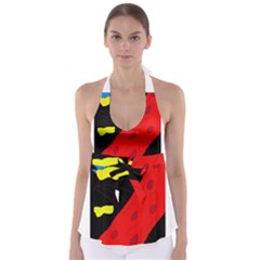 Red Abstraction Babydoll Tankini Top by Valentinaart