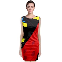 Red Abstraction Classic Sleeveless Midi Dress by Valentinaart