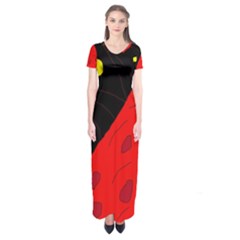 Red Abstraction Short Sleeve Maxi Dress by Valentinaart