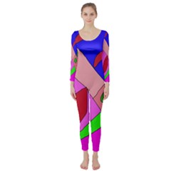 Pink Abstraction Long Sleeve Catsuit by Valentinaart