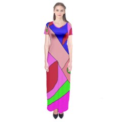 Pink Abstraction Short Sleeve Maxi Dress by Valentinaart