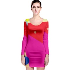 Colorful Abstraction Long Sleeve Bodycon Dress by Valentinaart