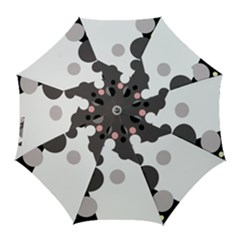 Gray, Yellow And Pink Dots Golf Umbrellas by Valentinaart