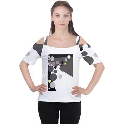 Gray, Yellow And Pink Dots Women s Cutout Shoulder Tee by Valentinaart