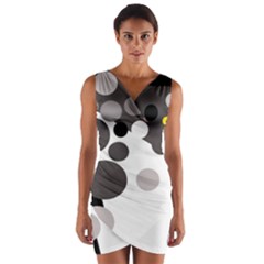 Gray, Yellow And Pink Dots Wrap Front Bodycon Dress by Valentinaart