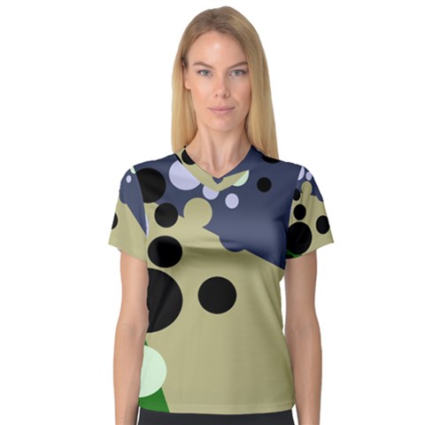 Elegant Dots Women s V-neck Sport Mesh Tee by Valentinaart