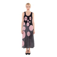 Pink Dots Sleeveless Maxi Dress by Valentinaart