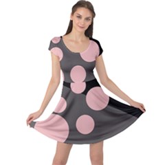 Pink Dots Cap Sleeve Dresses by Valentinaart