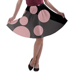 Pink Dots A-line Skater Skirt by Valentinaart