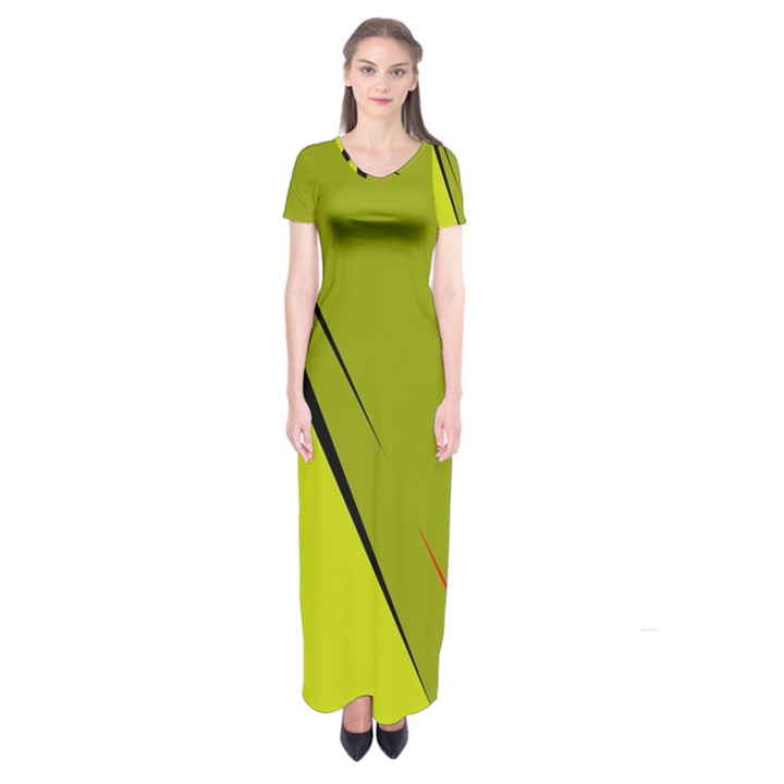 Yellow elegant design Short Sleeve Maxi Dress