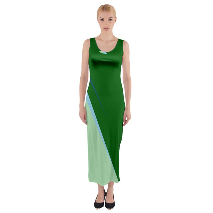 Green design Fitted Maxi Dress