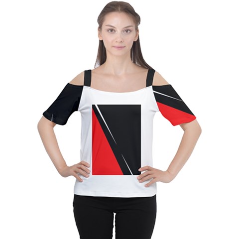 Black And Red Design Women s Cutout Shoulder Tee by Valentinaart