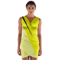 Yellow Design Wrap Front Bodycon Dress by Valentinaart