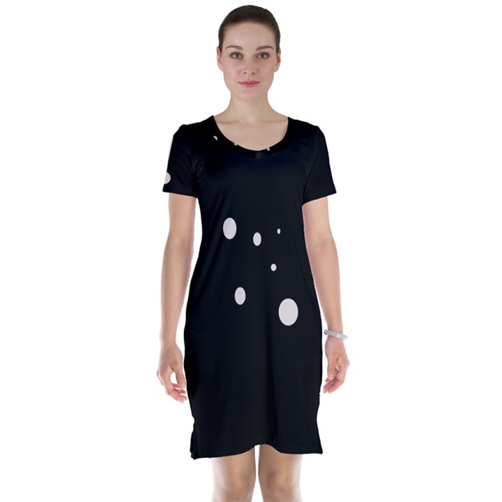 White dots Short Sleeve Nightdress