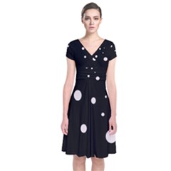 White Dots Short Sleeve Front Wrap Dress by Valentinaart