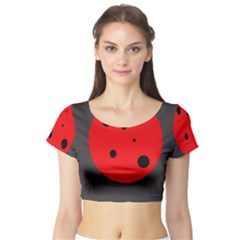 Red Circle Short Sleeve Crop Top (tight Fit) by Valentinaart