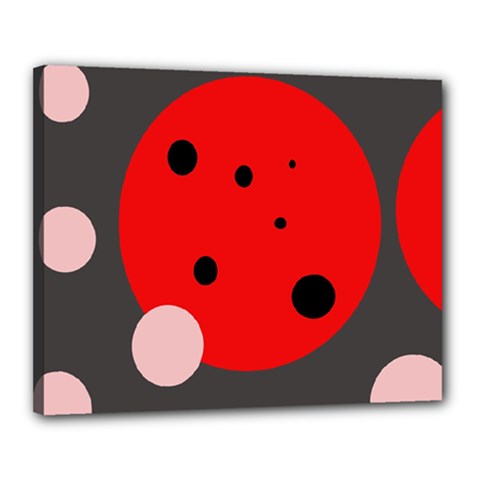 Red And Pink Dots Canvas 20  X 16  by Valentinaart