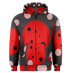 Red And Pink Dots Men s Zipper Hoodie by Valentinaart