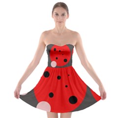 Red And Pink Dots Strapless Dresses by Valentinaart