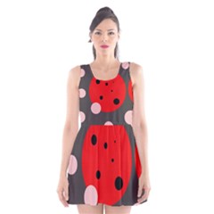 Red And Pink Dots Scoop Neck Skater Dress by Valentinaart