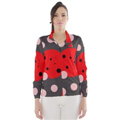 Red And Pink Dots Wind Breaker (women) by Valentinaart