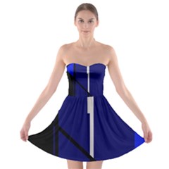 Blue Abstraction Strapless Dresses by Valentinaart