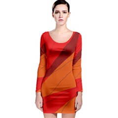 Red And Orange Decorative Abstraction Long Sleeve Bodycon Dress by Valentinaart