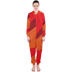 Red And Orange Decorative Abstraction Hooded Jumpsuit (ladies)  by Valentinaart