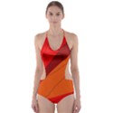 Red and orange decorative abstraction Cut-Out One Piece Swimsuit View1