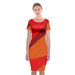 Red And Orange Decorative Abstraction Classic Short Sleeve Midi Dress by Valentinaart