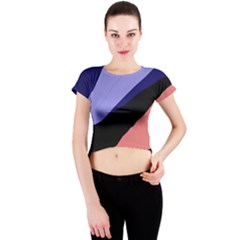 Purple And Pink Abstraction Crew Neck Crop Top by Valentinaart