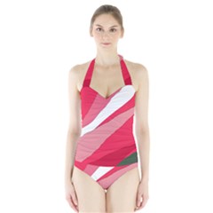 Pink Abstraction Halter Swimsuit by Valentinaart