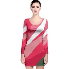 Pink Abstraction Long Sleeve Velvet Bodycon Dress by Valentinaart