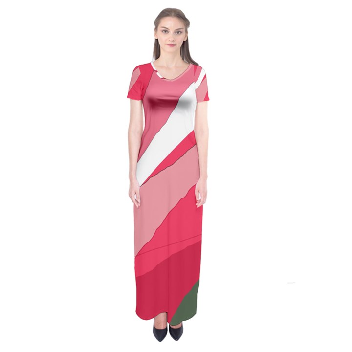 Pink abstraction Short Sleeve Maxi Dress