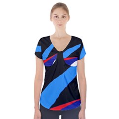 Colorful Abstraction Short Sleeve Front Detail Top by Valentinaart