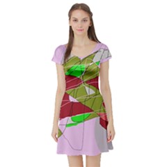 Flora Abstraction Short Sleeve Skater Dress by Valentinaart