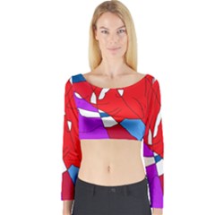 Colorful Abstraction Long Sleeve Crop Top by Valentinaart