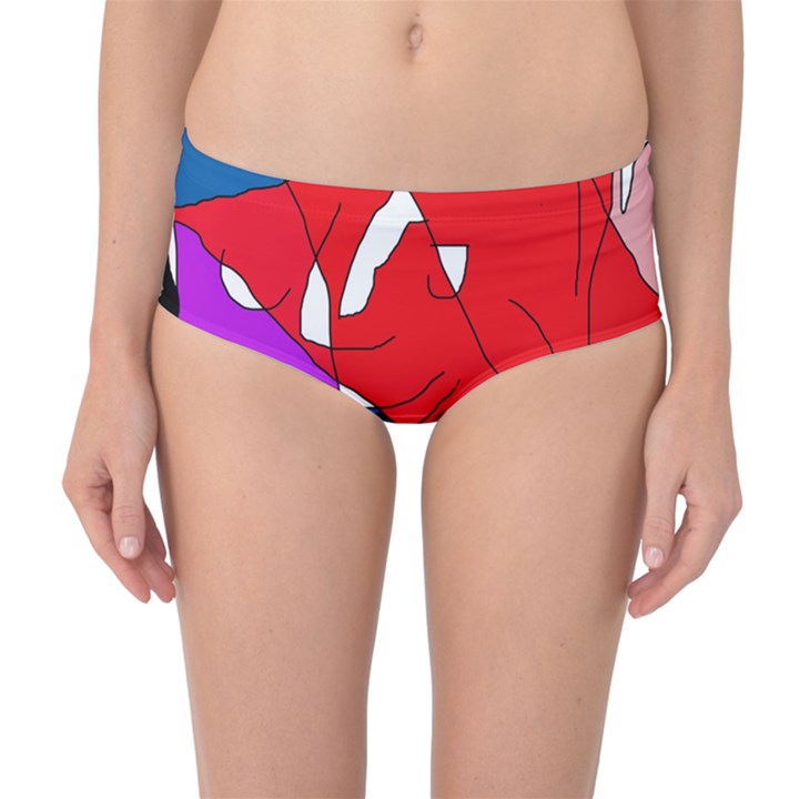 Colorful abstraction Mid-Waist Bikini Bottoms