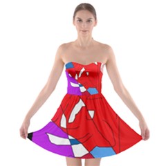 Colorful Abstraction Strapless Dresses by Valentinaart