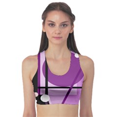 Purple Geometrical Abstraction Sports Bra by Valentinaart